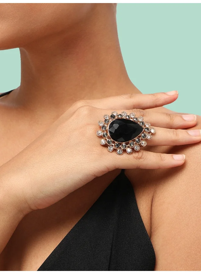 سوهي خاتم حجر مصمم للحفلات مطلي بالذهب