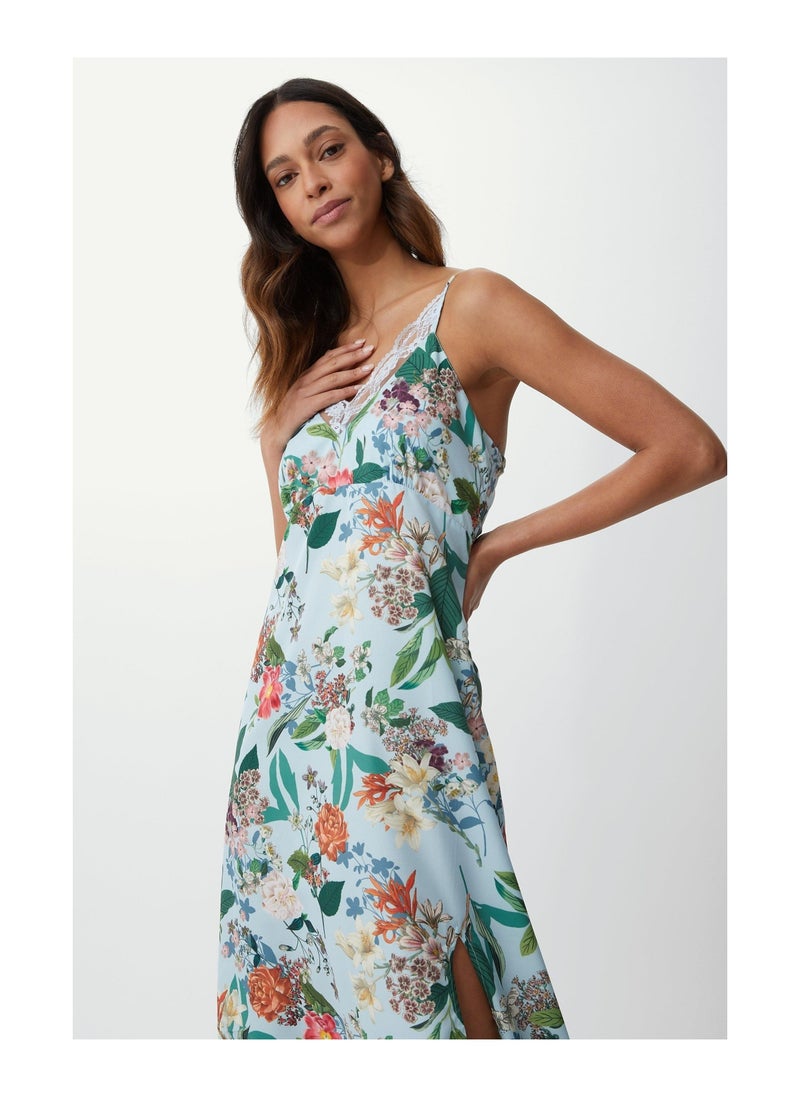 DEBENHAMS - Botanical Floral Woven Nightdress W Trim - Image 1