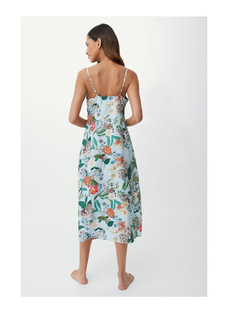 DEBENHAMS - Botanical Floral Woven Nightdress W Trim - Image 1