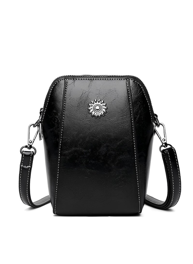 REOCLE Women's Mini Cell Phone Purse Leather Small Crossbody Bags Lightweight Cute Purses Retro All-Match Vertical Cellphone Bag - Image 3