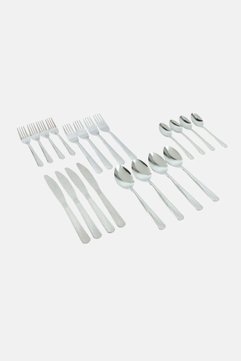 Home Basics 20 Pieces Cutlery Danbury Flatware Set, Silver - Image 1