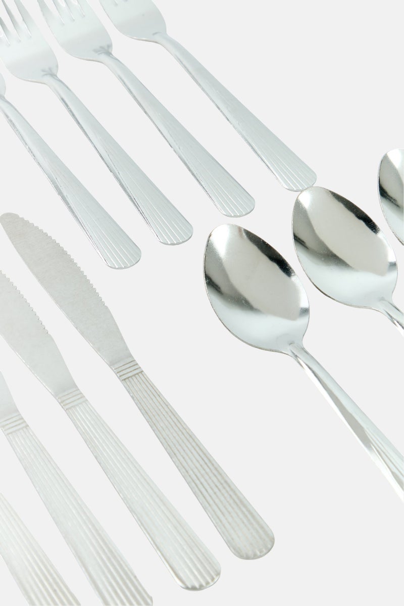 Home Basics 20 Pieces Cutlery Danbury Flatware Set, Silver - Image 4