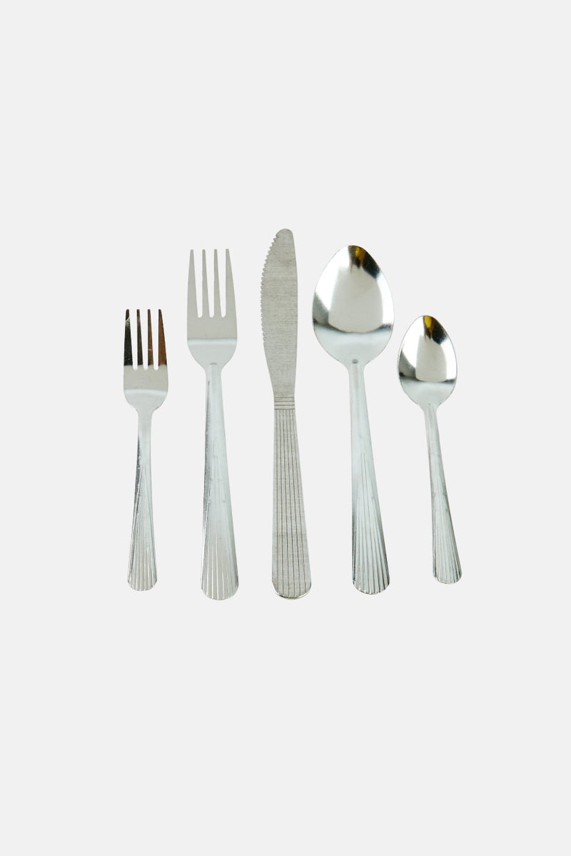 Home Basics 20 Pieces Cutlery Danbury Flatware Set, Silver - Image 3