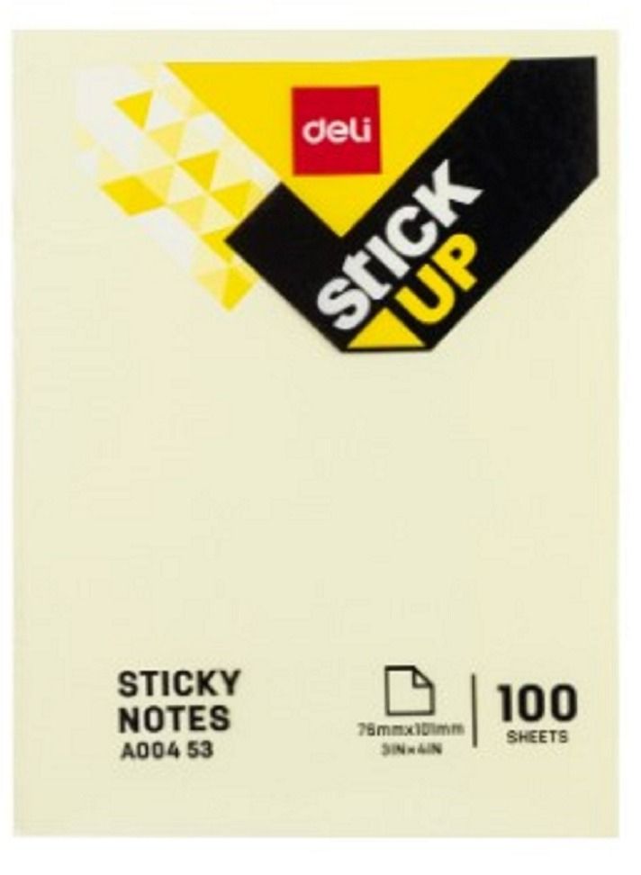 Deli Sticky Notes 4-Piece 3x4 Yellow 100 Sheets/Pad A00453(76X101mm)) - Image 1