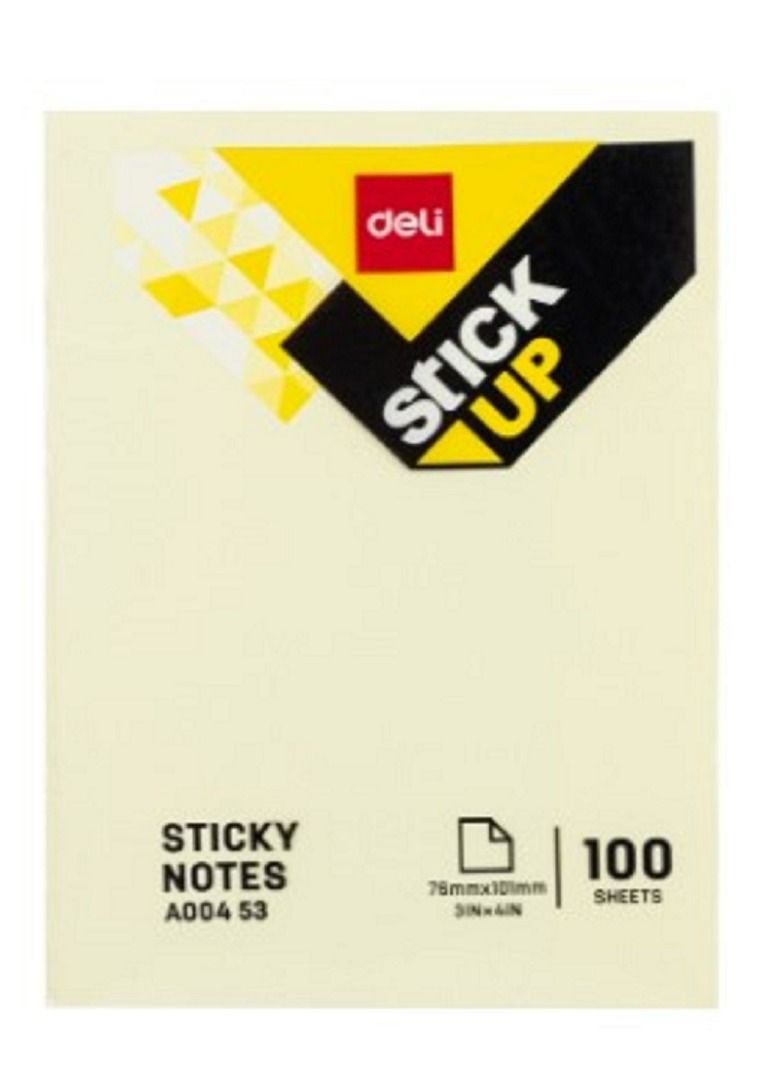 Deli Sticky Notes 4-Piece 3x4 Yellow 100 Sheets/Pad A00453(76X101mm)) - Image 4