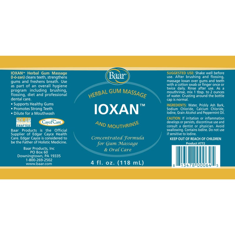 Baar Products - Ioxan Herbal Gum Massage - Oral Hygiene, Dental Health - Mouthwash, Liquid Toothpaste - Sodium Chloride, Calcium Chloride, Peppermint Oil - Relief, Circulation, Stimulation - 4 oz - Image 2