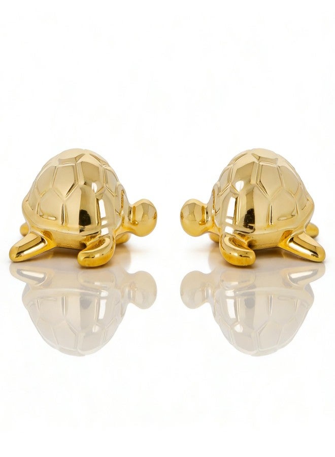 HORTIX Gold Ceramic Sea Turtle Statues (Pack of 2), Home Decor Figurines for Bathroom, Office, Desk & Shelf, Cute Turtle Decor Gifts & Ornaments - Image 1