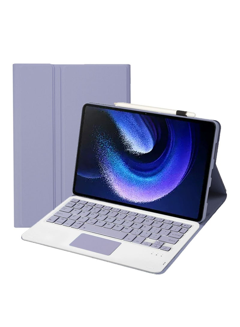 لوحة مفاتيح ثنائية اللغة مع لوحة لمس متوافقة مع هواوي ميت باد 11.5 إنش / هواوي ميت باد إير 11.5 إنش (2023) / هواوي ميت باد 11.5 إس (2024)، لوحة مفاتيح مغناطيسية قابلة للفصل مع حامل قلم