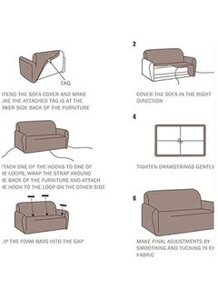 Beauenty Water Repellent Sofa Covers 3 Seater High Stretch 1 Piece Couch Cover for Dogs Universal Sofa Slipcover Non Slip Furniture Protector Jacquard Spandex Fabric (1,1 seater 90-140cm)  - Image 4