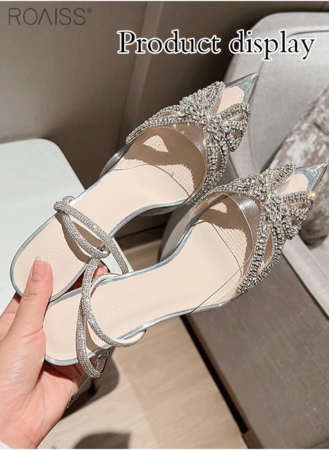 Fashionable Rhinestone Pointed Toe Sandals For Women'S Daily Commuting Banquet Pvc Bow Shape Decorative Adjustable Stiletto Heel Strap Sandals - pzsku/Z7EC22B8BDC96012EA041Z/45/_/1709026913/d41cf4f6-f430-4485-bcce-897b8d7d96f0