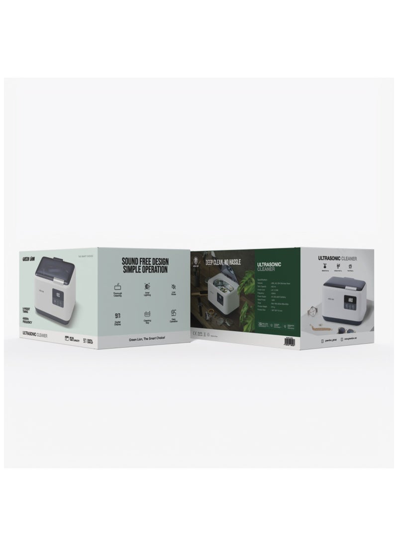 GREEN LION 50W Ultrasonic Cleaner / 5 Preset Timing / Digital Display / Inner Lighting / Cleaning Tray / Low Noise - White  - Image 4
