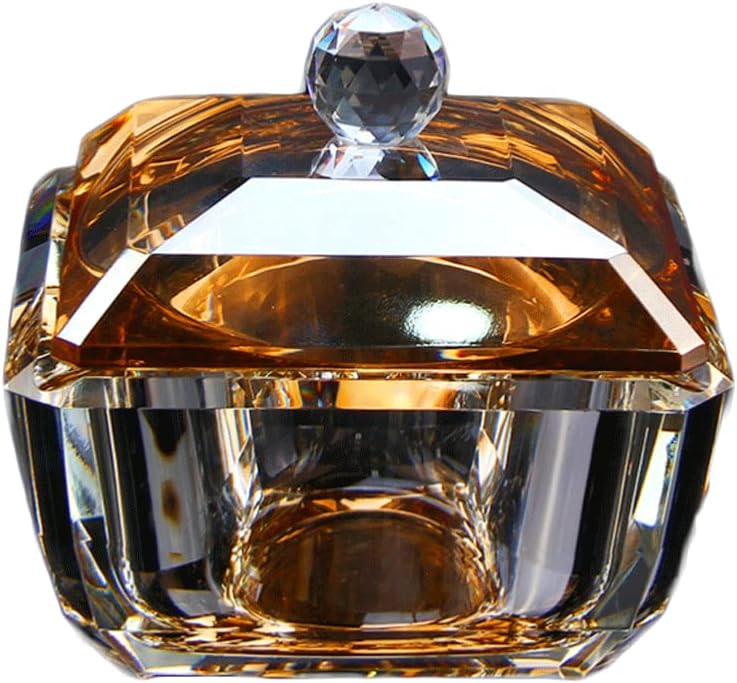 Crystal glass ashtray with lid ashtray Cigar Ash Tray Container Outdoor ashtrays indoor -flying ash ashtray Practical(Quadrangular a) - Image 1