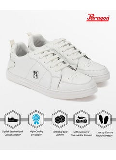 Paragon PARAGON K1027G Leather Look Casual Sneakers for Men with Ultra Soft Ankle Support, Cushioned Insoles, Lace up for Good Fitting | Comfortable, Lightweight & Durable | Ideal for Outdoor Use White  - Image 4