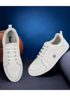 Paragon PARAGON K1027G Leather Look Casual Sneakers for Men with Ultra Soft Ankle Support, Cushioned Insoles, Lace up for Good Fitting | Comfortable, Lightweight & Durable | Ideal for Outdoor Use White  - Image 2