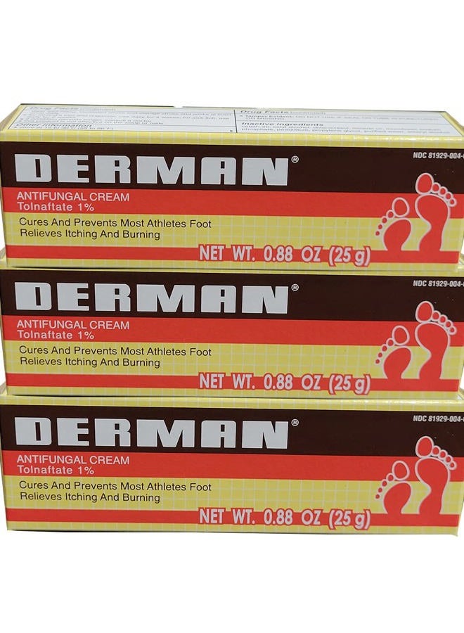Derman Antifungal Cream for the Treatment of Athlete's Foot (3 Pack (0.88 Ounce)) - Image 1