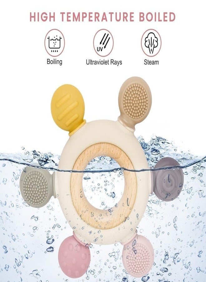 lizepto Baby Toy – 2 in 1 Teether for Infants | Silicone & Neem Wood Teether | BPA Free, Soft, Safe & Non-Toxic Chewing Toy for Babies | Natural Soothing Relief (Wooden Ring Teether) - Image 2