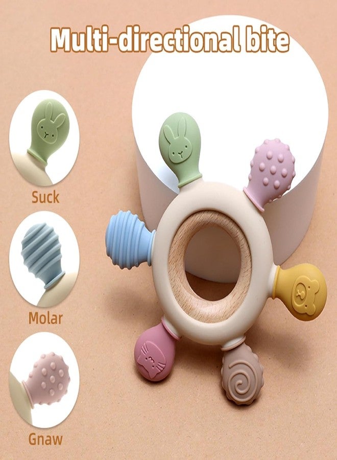 lizepto Baby Toy – 2 in 1 Teether for Infants | Silicone & Neem Wood Teether | BPA Free, Soft, Safe & Non-Toxic Chewing Toy for Babies | Natural Soothing Relief (Wooden Ring Teether) - Image 3