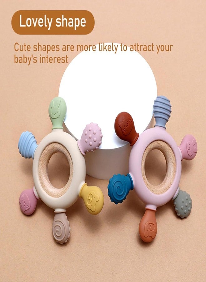 lizepto Baby Toy – 2 in 1 Teether for Infants | Silicone & Neem Wood Teether | BPA Free, Soft, Safe & Non-Toxic Chewing Toy for Babies | Natural Soothing Relief (Wooden Ring Teether) - Image 4