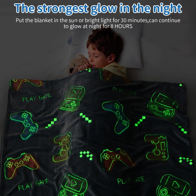 SALIMAH Glow in the Dark Gaming Gamer Gamer Gamer Game Gifts for Boys Gift Gift Toys for Kids Boys Teen Son Gail Gamepad تقدم هدايا بطانية ناعمة للأولاد لعيد ميلاد عيد الفصح 50 "x60" " - Image 2