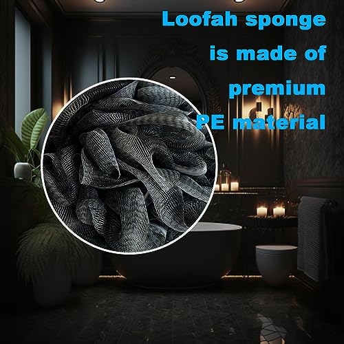 GXBTOPGO Black Bath Shower Loofah Exfoliating Body Back Scrubber Sponge for Women Men 60g (1 Pack) - Image 3