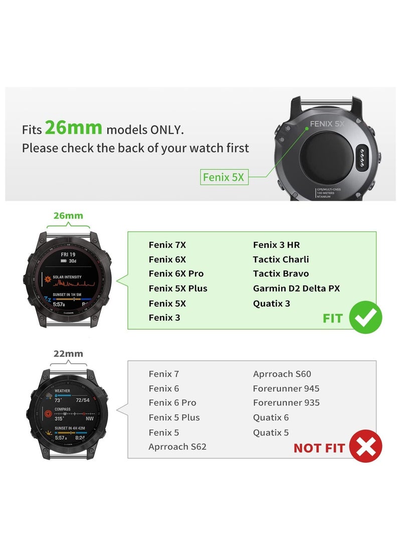 SYOSI - Watch Band for Garmin Fenix 7X 6X 5X Plus 26mm Titanium Metal Quick Release Easy Fit Watch Bands with Double Button Clasp for Garmin Fenix 7X 6X Pro 5X 5X Plus Smartwatch - Image 1