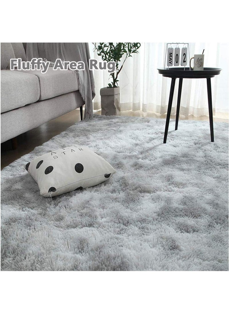 TAPIT 80x160cm Plush Area Rug for Home Bedroom Bedside Living Room, Carpet Mat for Sofa Coffee Table, Bay Window Long Furry Carpet, Bedside Non-Slip Plush Floor Mat (Grey) - Image 2