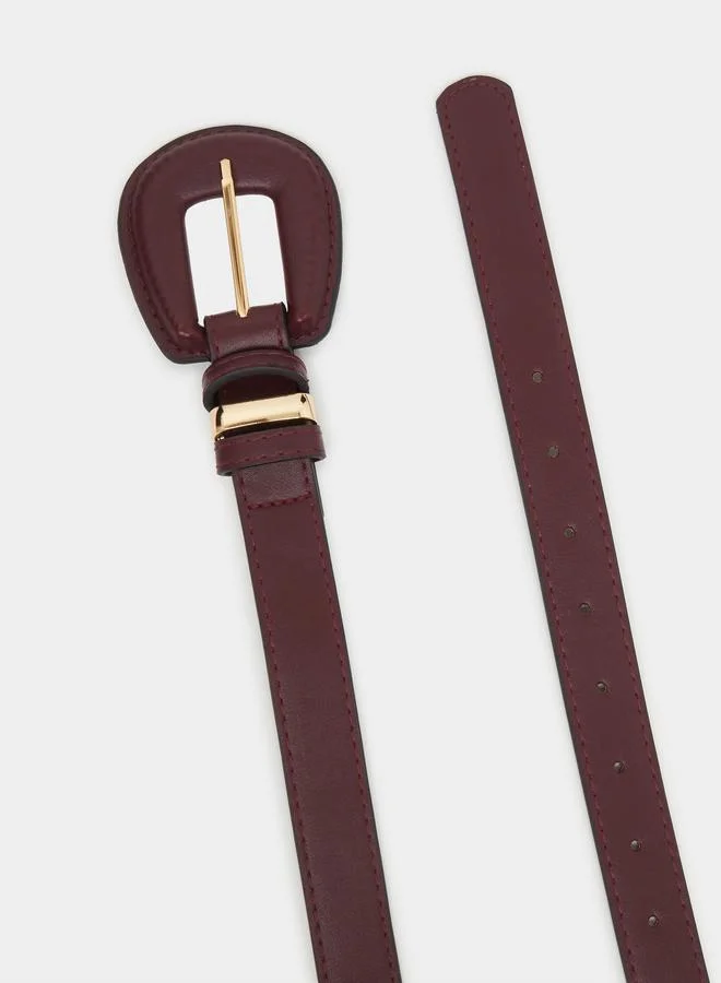 Styli  Burgundy Slim Belt for Women | Best Price UAE