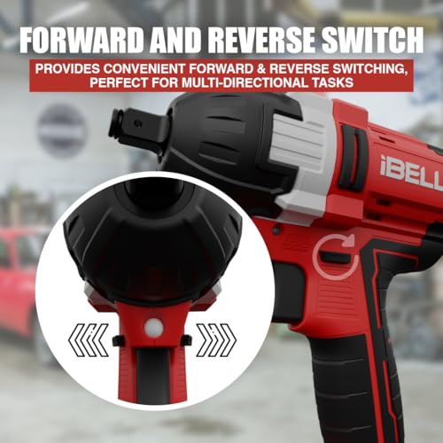IBELL BW20-50, 20V, 1/2" Box End Brushless Cordless Impact Wrench Kit, 500Nm Max Torque, 2200 RPM, 3200 IPM, 4.0Ah Battery, Impact Sockets, Fast Charger & BMC Box. - Image 4
