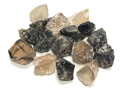 Zentron Crystal Collection مجموعة كريستال زينترون كواتز مدخن في حقيبة مخملية كبيرة أحجار خام طبيعية غير مصقولة للتدوير والتغليف والتلميع ويكا وريكي 12 رطل