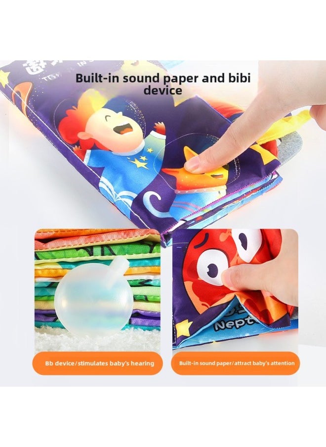 Baby Early Education Three-dimensional Tail Cloth Book 0-3 Years Old Baby's First Cloth Book 4-6 Pages Collection-Color: Animal World (6 Pages And 12 Sides Contain A Sound Paper BB Device)  - Image 4