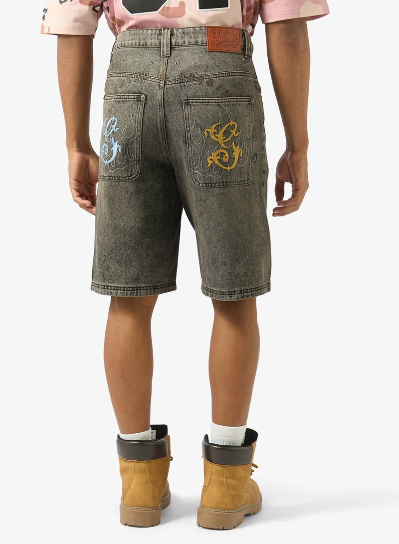 Grimey Chief Watcher Baggy Denim Shorts - Image 3