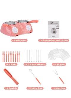 Generic Electric Chocolate Melting Pot Gift Set Chocolates Candy Making Or Cheese Fondue Fountain Kit W/7 Free Accessories Including Molds Trays Dipping Forks u0026 Recipe Book(Pink)  - Image 3
