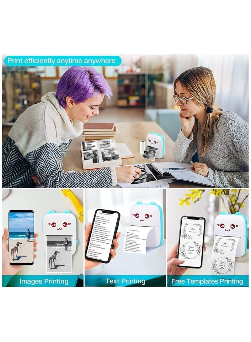 Cute Portable Thermal Mini Printer Wireless & Compact Blue - Image 4