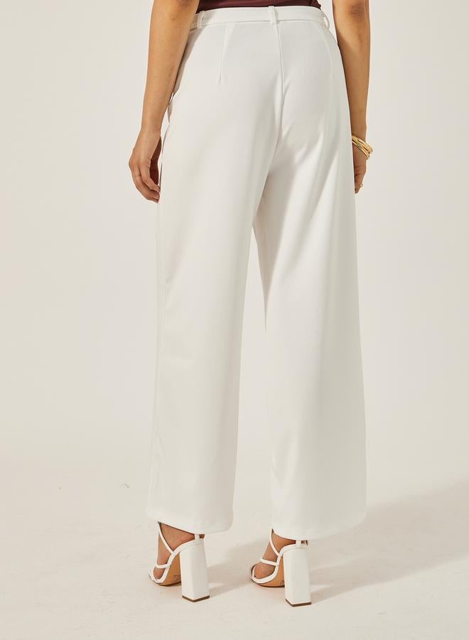 Styli Mid Rise Wide Leg Pants with Pintuck Detail  - Image 4
