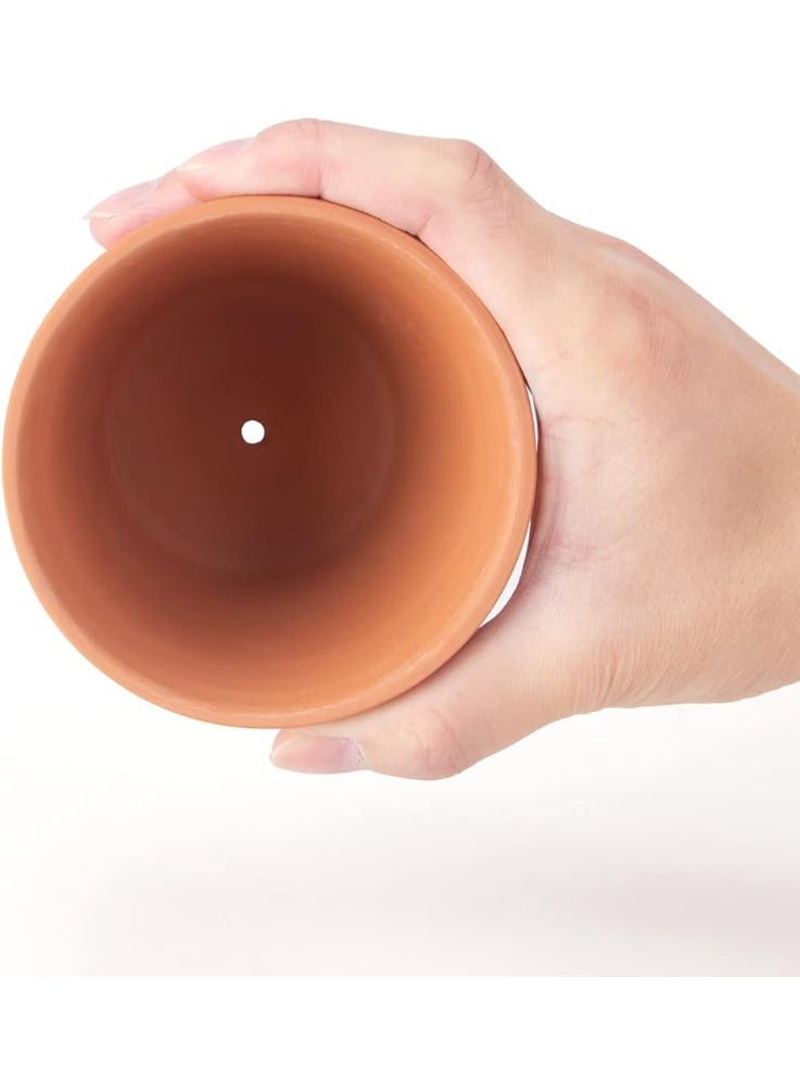 Generic 2-piece pottery flower pot with drainage system, suitable for home and garden decorations, size (length 15cm x width 15cm x height 13cm).  - Image 3