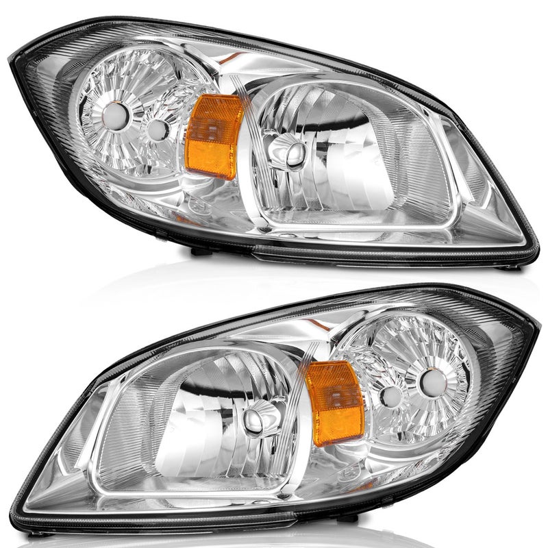 WEELMOTO Halogen Headlights for 20052010 Chevy Cobalt Headlight Replacement for 05 06 07 08 09 10 Chevy Cobalt Chrome Housing Amber Reflector Set