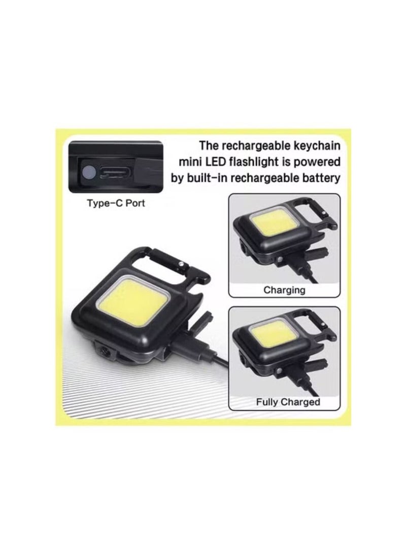 Small Flashlights, 800Lumens Bright Rechargeable Keychain Mini Flashlight 4 Light Modes Portable Pocket Light with Folding Bracket Bottle Opener and Magnet Base - Image 4