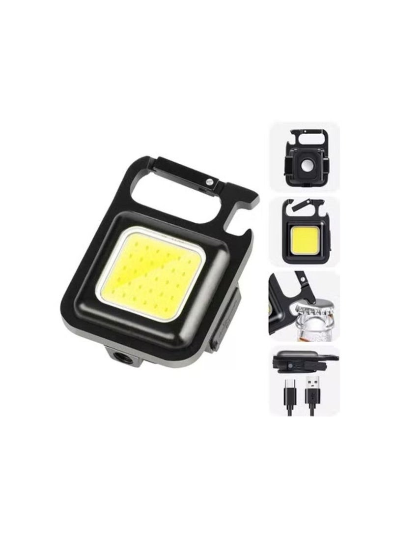Small Flashlights, 800Lumens Bright Rechargeable Keychain Mini Flashlight 4 Light Modes Portable Pocket Light with Folding Bracket Bottle Opener and Magnet Base - Image 2