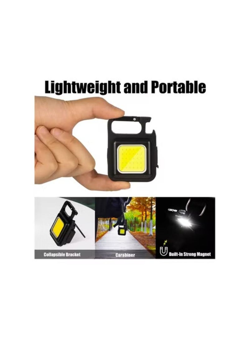 Small Flashlights, 800Lumens Bright Rechargeable Keychain Mini Flashlight 4 Light Modes Portable Pocket Light with Folding Bracket Bottle Opener and Magnet Base - Image 3