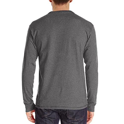 PEGENO Men's Casual Slim Fit Long Sleeve Henley T-Shirts Cotton Shirts (US Medium, A3 Dark Gray) - Image 2