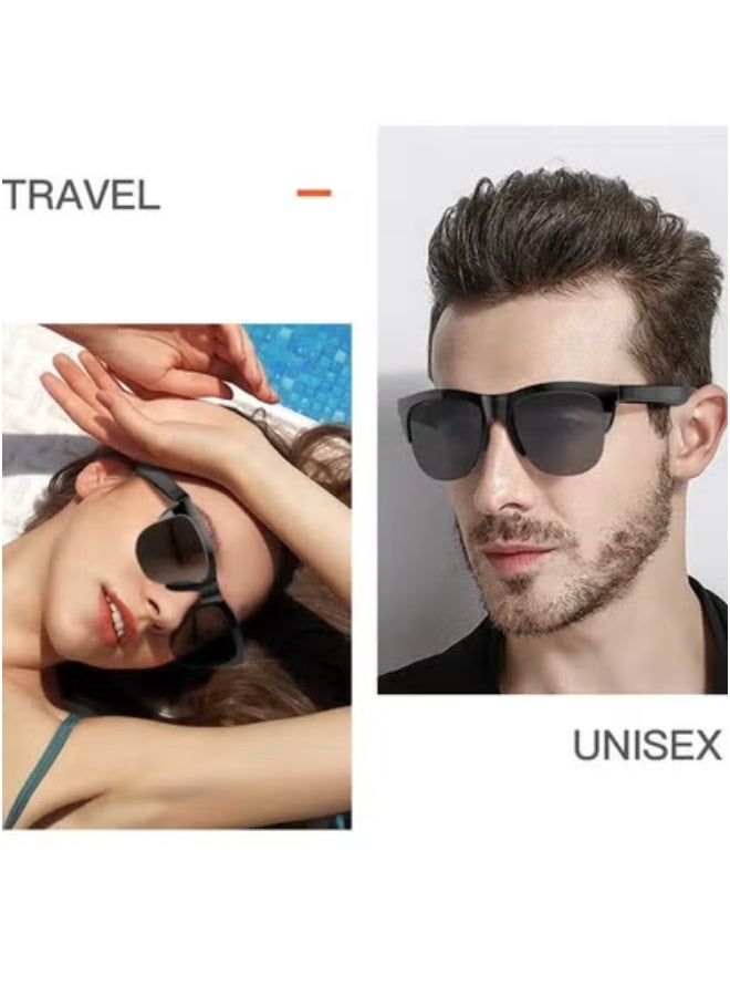 YJS Smart Audio Bluetooth Sunglasses with Built-in Speakers & Microphone – Stylish UV Protection Glasses with Touch Control for Music, Hands-Free Calling & Voice Assistant – Lightweight Wireless Eyewear for Travel, Driving, Sports & Outdoor Activities – Clear Stereo Sound - Image 4