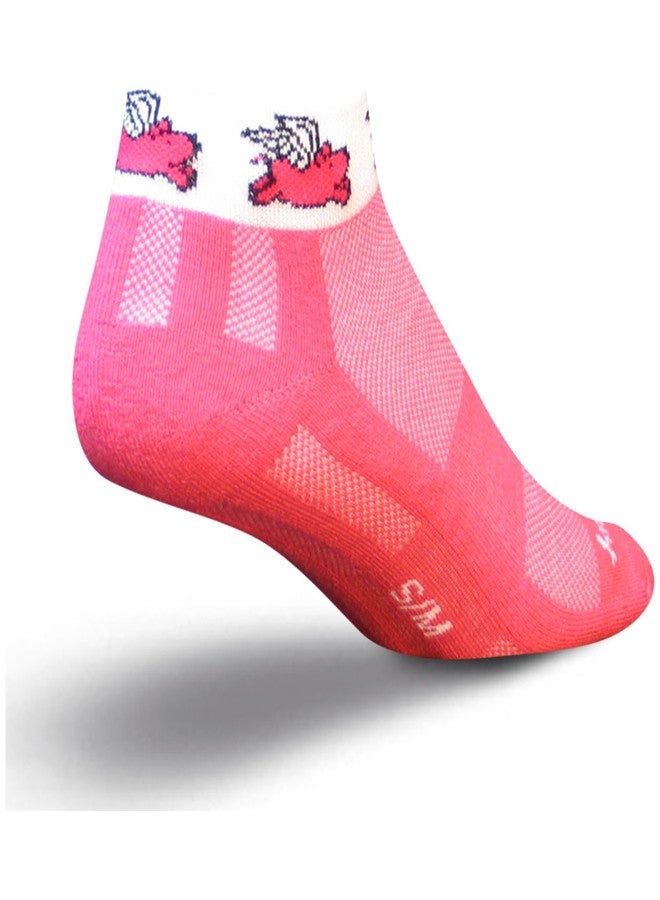 SockGuy Flying Pigs Socks SM/MD Pink - Image 1