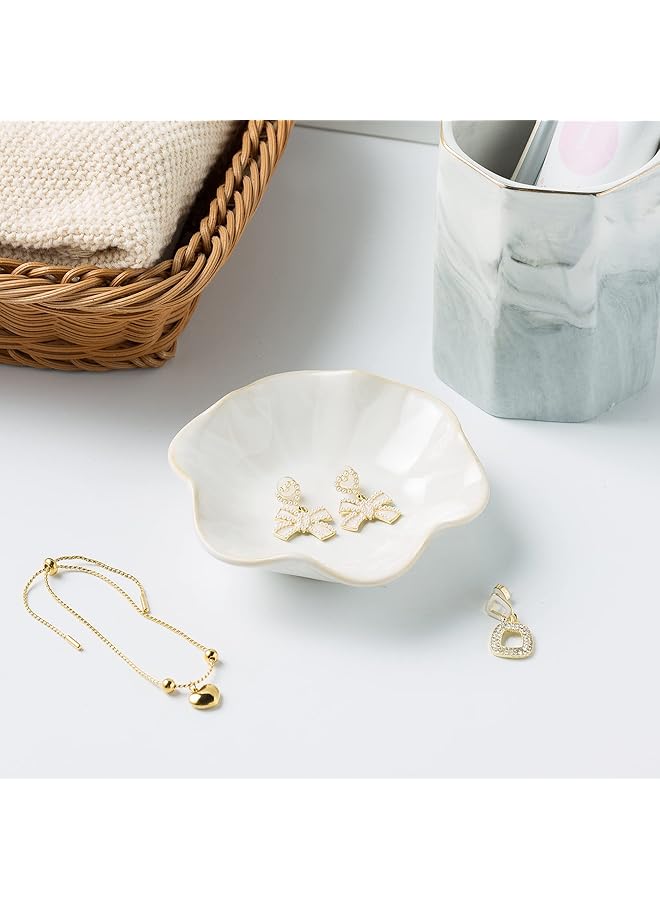 إيروريكس صينية تقديم المجوهرات على شكل خاتم صينية سيراميك للحلي وعاء مفاتيح طبق مزخرف للأصدقاء والأخوات والابنة والأم أبيض حليبي - Image 5