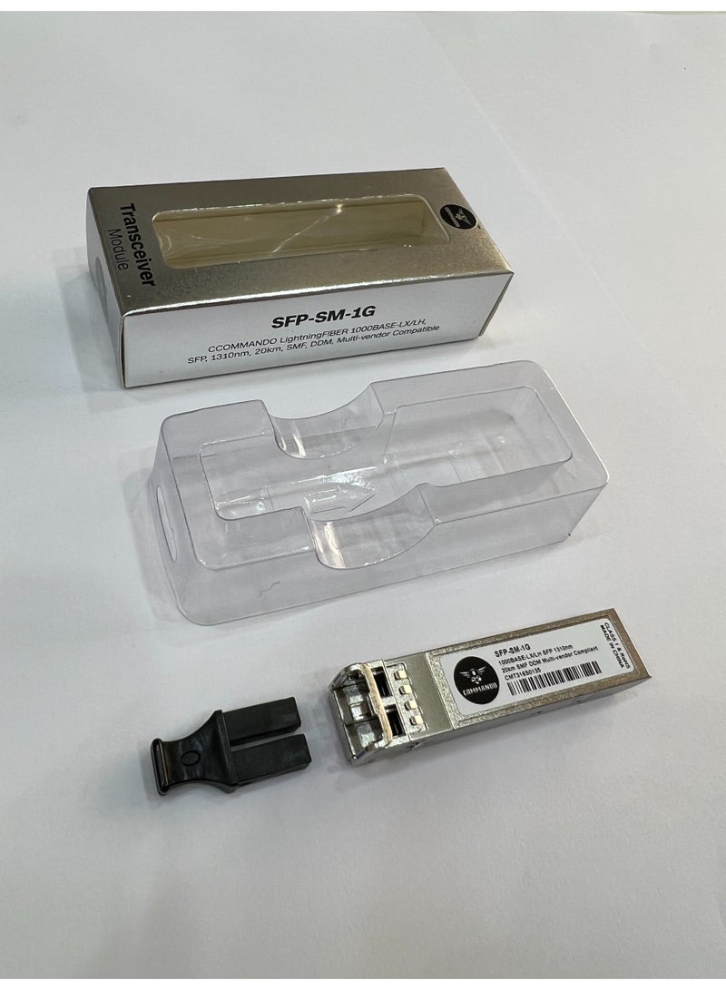 COMMANDO 1G SFP SMF 20KM 1310nm Multi-vendor Compatible Transceiver Module - Single Mode 1000BASE-LX/LH, SFP, DDM - Hot Swappable - Cisco GLC-LH-SMD, Huawei, Ubiquiti, D-Link, TP-Link, MikroTik - SFP-SM-1G - Image 3