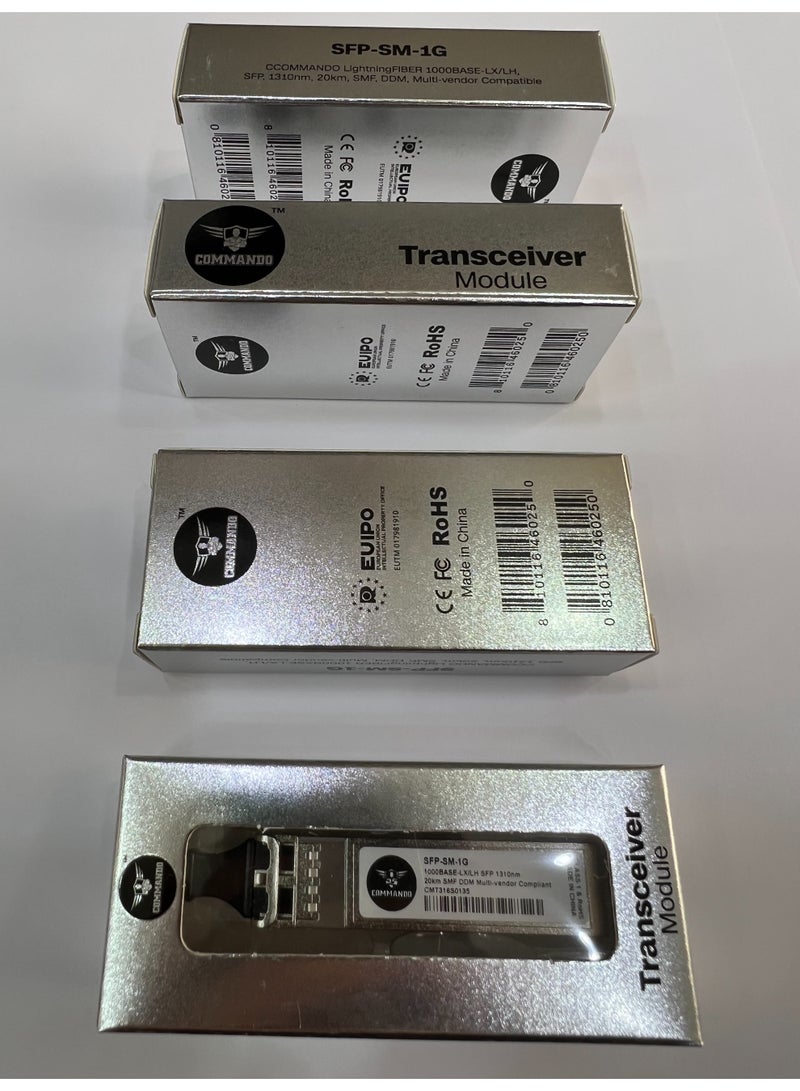 COMMANDO 1G SFP SMF 20KM 1310nm Multi-vendor Compatible Transceiver Module - Single Mode 1000BASE-LX/LH, SFP, DDM - Hot Swappable - Cisco GLC-LH-SMD, Huawei, Ubiquiti, D-Link, TP-Link, MikroTik - SFP-SM-1G - Image 2