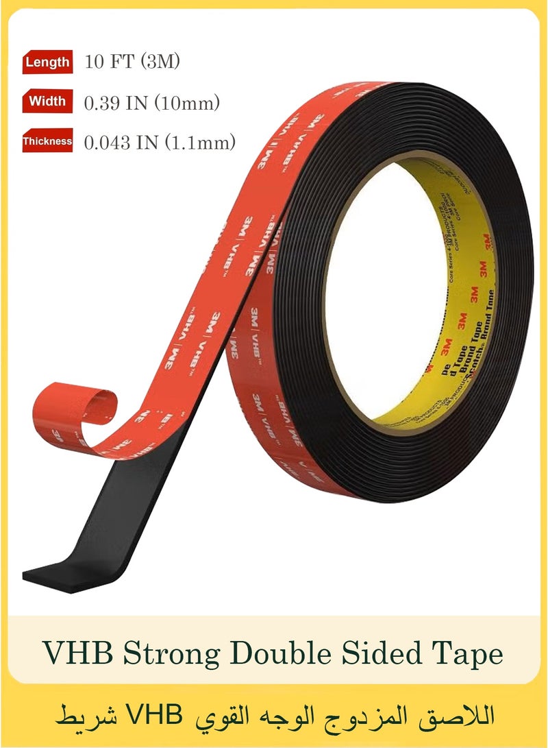 3M VHB Strong Double Sided Tape, 10FT - Heavy Duty Mounting Solution for Walls, Cars, LED Strips, and Décor - Image 1