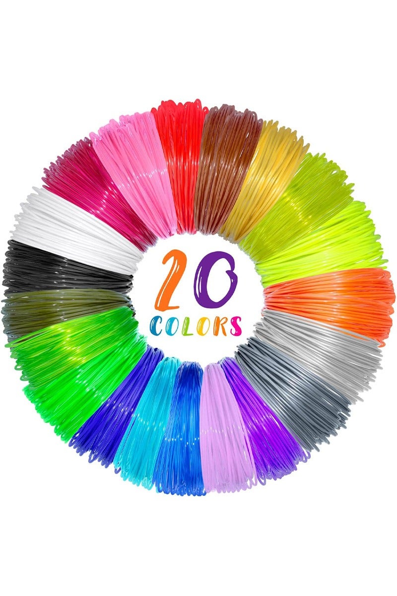 rocooart PLA 3D Pen Filament 1.75mm 20 Bright Colors Random, 200 Feet Total, 10 Feet per Color Refills for 3D Pens, Ideal for Creative Projects Everyday Use Gift - Image 1