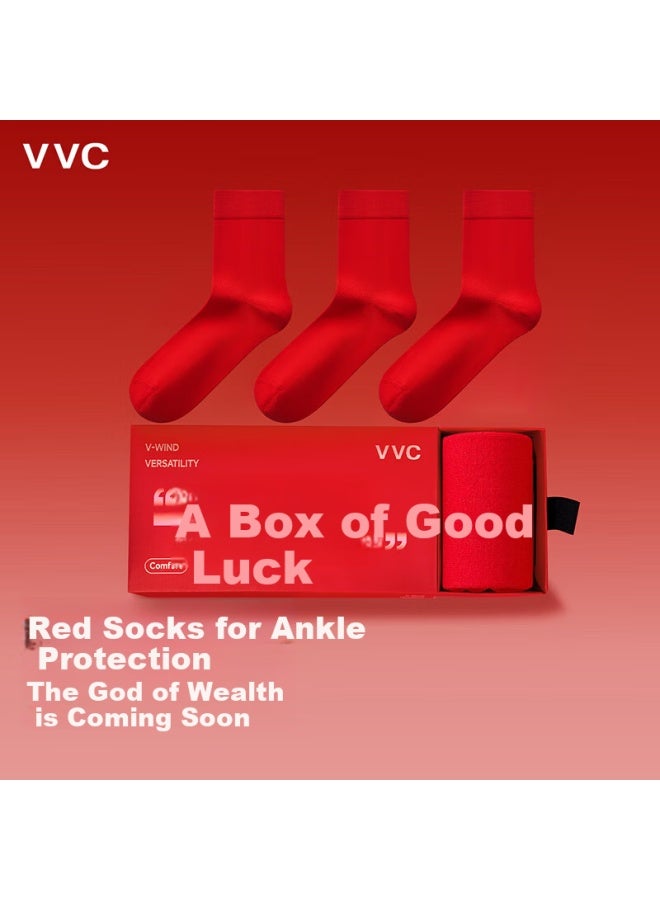Vvc Socks Set For Men And Women, Chinese Red Zodiac Year Horse Wedding Socks, Autumn Winter Cotton Socks, China Red - Image 1