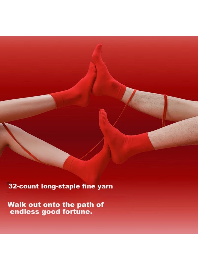 Vvc Socks Set For Men And Women, Chinese Red Zodiac Year Horse Wedding Socks, Autumn Winter Cotton Socks, China Red - Image 3