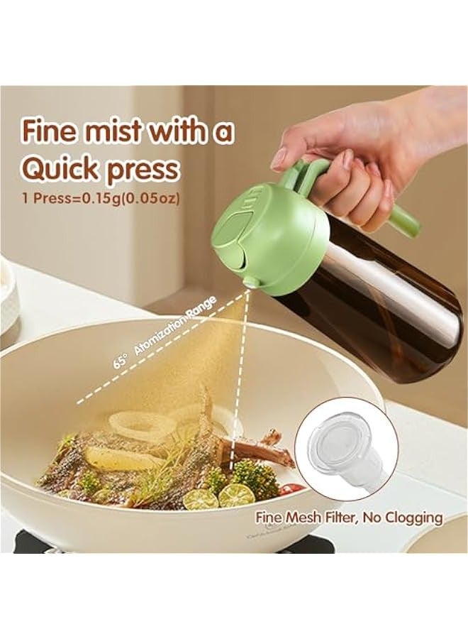 16oz/470ml Light-Blocking Dark Oil Sprayer for Cooking, 2 in 1 Olive Oil Dispenser Bottle for Kitchen, Premium Dark Amber Glass Oil Bottle, Food-Grade Oil Mister for Air Fryer, BBQ (Green) - Image 4